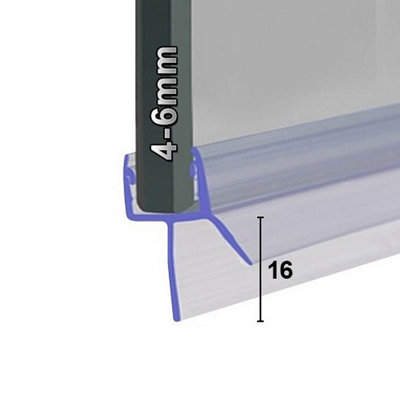 Shower Seal (UK) Ltd Shower Seal For Screens Doors Or PanelsFits 45 Or 6mm GlassSeals Gaps Up To 16mm2000mm LengthSeal005