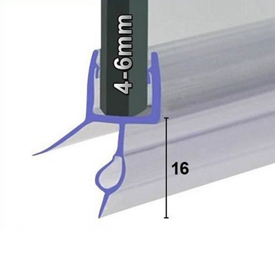 Shower Seal (UK) Ltd Shower Seal For Screens Doors Or PanelsFits 45 Or 6mm GlassSeals Gaps Up To 16mm2000mm LengthSeal006