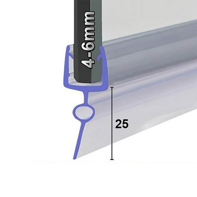 Shower Seal (UK) Ltd Shower Seal For Screens Doors Or PanelsFits 45 Or 6mm GlassSeals Gaps Up To 25mm1400mm LengthSeal008