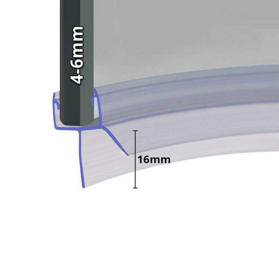 B&Q -  Pre Curved Shower Screen Door SealFits 45 Or 6mm GlassSeals Gaps Of Up To 16mm850mm LongSeal016