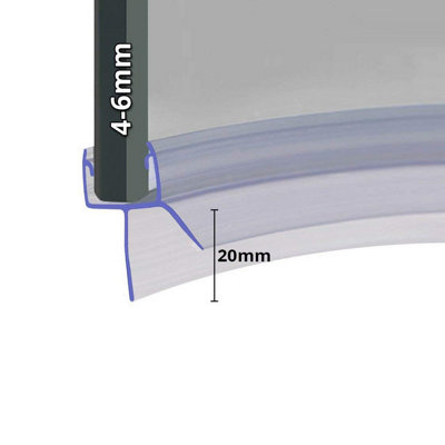 B&Q -  Pre Curved Shower Screen Door SealFits 45 Or 6mm GlassSeals Gaps Of Up To 20mm850mm LongSeal017