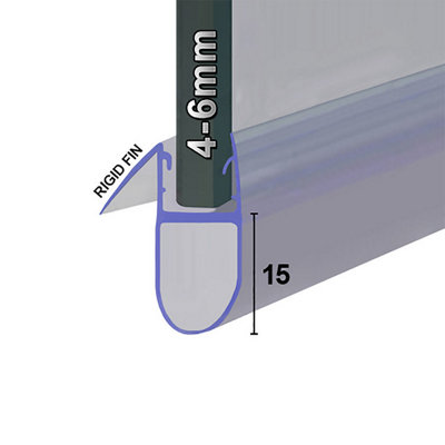 Shower Seal (UK) Ltd Shower Seal For Screens Doors Or PanelsFits 45 Or 6mm GlassSeals Gaps Up To 15mm800mm LengthSeal051