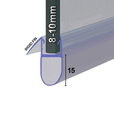 B&Q -  Shower Seal For Screens Doors Or PanelsFits 89 Or 10mm GlassSeals Gaps Up To 15mm800mm LengthSeal052