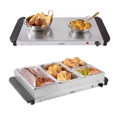 B&Q -  Food Warmer Buffet Server 4 Tray Hotplate Adjustable Temperature300W
