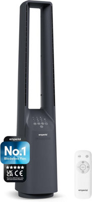 Emperial Bladeless Tower Fan 40" Oscillating Quiet Air Cooling 6 Speeds Timer from B&Q