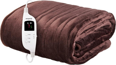 Emperial Heated Throw Electric Blanket Soft Fleece 9 Hr Timer Machine WashableBrown from B&Q