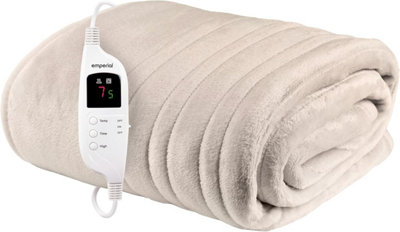 Emperial Heated Throw Electric Blanket Soft Fleece 9 Hr Timer Machine WashableCream from B&Q