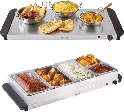 Emperial Unisex Metallic Silver Food Warmer Buffet Server 5 Tray Hotplate Adjustable Temperature 400W In - Image 3