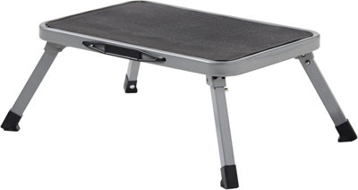 B&Q -  Folding Step Stool Heavy Duty Anti-Slip Metal One Step Footstool Grey