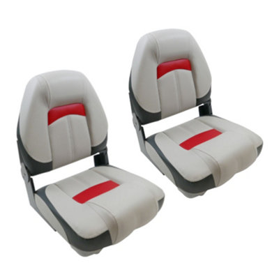 Pair Of Premium High Back Qualifier Boat SeatsGrey Charcoal Red StyleFor BoatYachtMarine Applications from B&Q