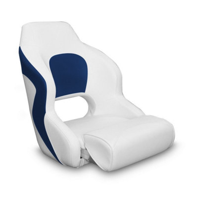 Captain's Bucket Flip-Up Bolster SeatWhite Blue StyleFor BoatYachtMarine Applications from B&Q