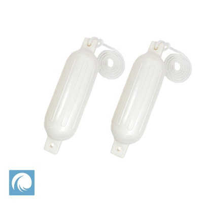 2 X Heavy Duty Ribbed Boat Fender Poly G220 InchWhiteFor BoatYachtMarine Applications from B&Q
