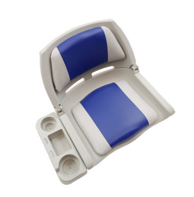 Lightweight Folding Boat SeatGrey Blue Style With Cup HolderFor BoatYachtMarine Applications from B&Q