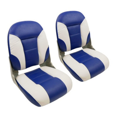 Pair Of Cruistyle High Back Boat SeatsWhite BlueFor Boat YachtFor BoatYachtMarine Applications from B&Q