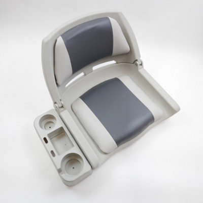 Lightweight Folding Boat SeatGrey Charcoal Style With Cup HolderFor BoatYachtMarine Applications from B&Q
