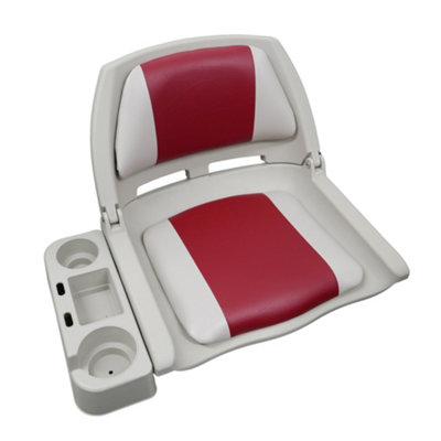 Lightweight Folding Boat SeatGrey Red Style With Cup HolderFor BoatYachtMarine Applications from B&Q
