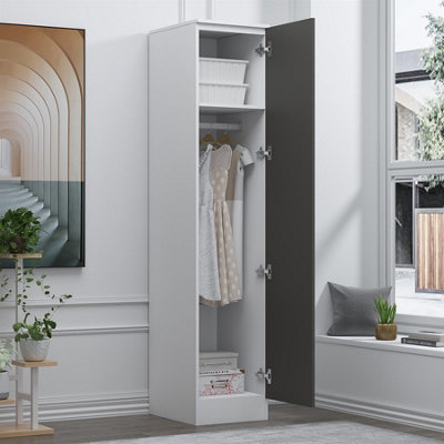 Reflect Wardrobe 1 Door - Grey High Gloss Front / White Matt Finish - Grey Gloss / Matt White - Image 8