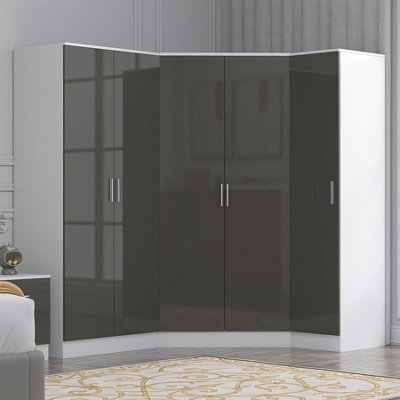 Reflect 3Pc Wardrobe Bundle2 Door Corner + 2 Door Plain + 1 Door PlainGrey Gloss & Matt WhiteH: 180Cm X W: 179Cm from B&Q