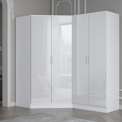 Reflect 2Pc Wardrobe Bundle2 Door Corner + 2 Door PlainWhite Gloss & Matt WhiteH: 180Cm X W: 179Cm X D: 103Cm from B&Q