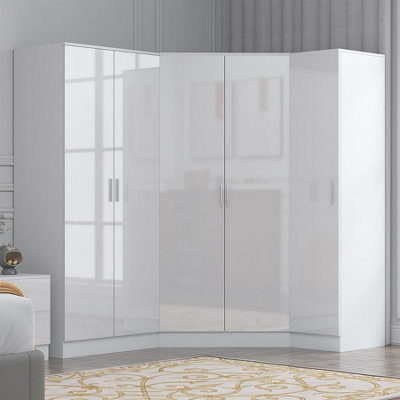 Reflect 3Pc Wardrobe Bundle2 Door Corner + 2 Door Plain + 1 Door PlainWhite Gloss & Matt WhiteH: 180Cm X W: 179Cm from B&Q