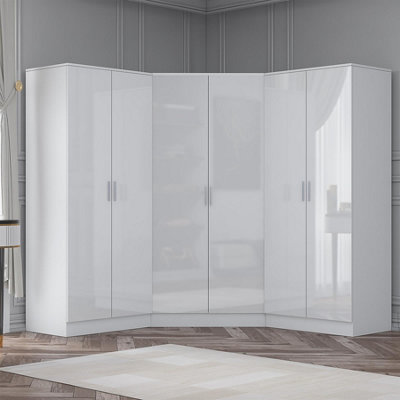 Reflect 3Pc Wardrobe Bundle2 Door Corner + 2X 2 Door PlainWhite Gloss & Matt WhiteH: 180Cm X W: 179Cm X D: 103Cm from B&Q