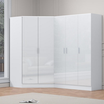 REFLECT Wardrobe Bundle - Corner + 3 Door Wardrobe - White / White - Image 7