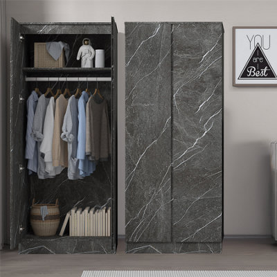 Zita Grey Marble Effect 2 Piece Wardrobe Bundle2 X 2-Door Wardrobes(L) 50Cm X (W) 76Cm X (H) 180Cm from B&Q