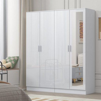 Reflect 2Pc Wardrobe Bundle2 Door Mirror + 2 Door PlainWhite Gloss & Matt WhiteH: 180Cm X W: 152Cm X D: 47Cm