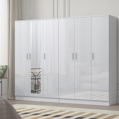 Reflect 2Pc Wardrobe Bundle3 Door Mirror + 3 Door PlainWhite Gloss & Matt WhiteH: 180Cm X W: 224Cm X D: 47Cm from B&Q