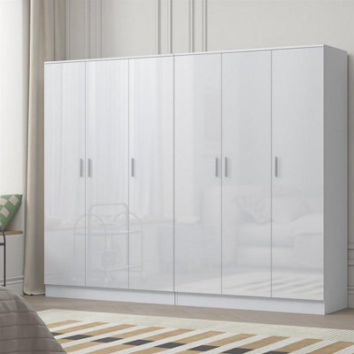 Reflect 2Pc Wardrobe Bundle3 Door Plain + 3 Door PlainWhite Gloss & Matt WhiteH: 180Cm X W: 224Cm X D: 47Cm from B&Q