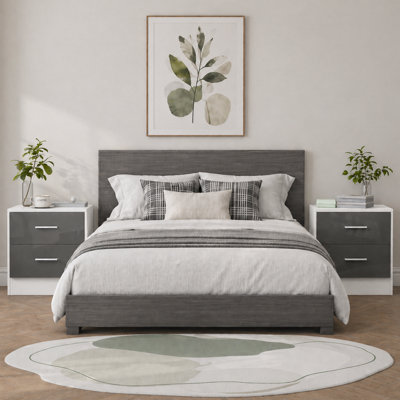 Reflect 2 Drawer Bedside Bundle (2X)Grey Gloss & Matt WhiteModern BedsideH: 48.5Cm X W: 90Cm X D: 39.5Cm from B&Q