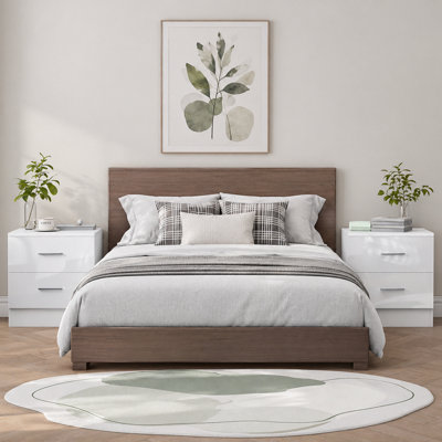 Reflect 2 Drawer Bedside Bundle (2X)White Gloss & Matt WhiteModern BedsideH: 48.5Cm X W: 90Cm X D: 39.5Cm from B&Q