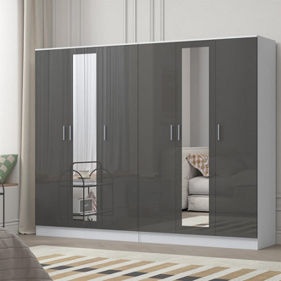 Reflect 2Pc Wardrobe Bundle3 Door Mirror + 3 Door MirrorGrey Gloss & Matt WhiteH: 180Cm X W: 224Cm X D: 47Cm from B&Q