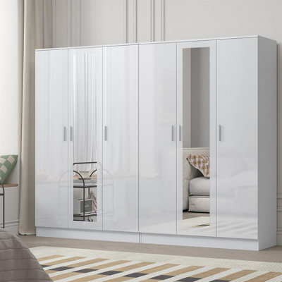 Reflect 2Pc Wardrobe Bundle3 Door Mirror + 3 Door MirrorWhite Gloss & Matt WhiteH: 180Cm X W: 224Cm X D: 47Cm from B&Q