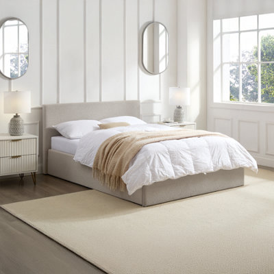 3FT Single Storage Bed Gas Lift Up Cream Beige Fabric Frame TEDDY BOUCLE - Image 7