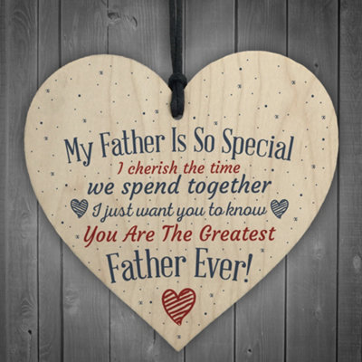 B&Q -  Special Father Wooden Hanging Heart Fathers Day Daddy Gift For Him Son Daughter Thank You