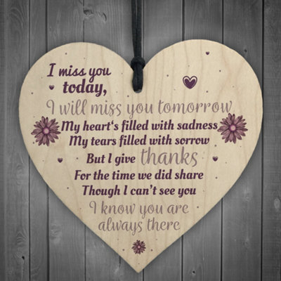 Red Ocean Miss You Memorial Bereavement Gifts For Mum Dad Nan Grandad Love Hanging Plaque Sign from B&Q