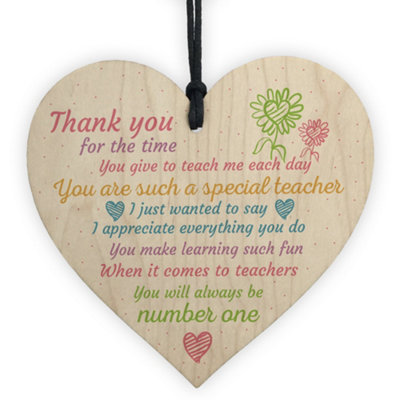 Red Ocean Thank You Teacher Gift Wooden Heart Preeschool End Of Term Leaving Present Gift For Her Him from B&Q