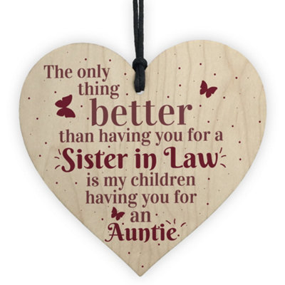 Red Ocean Handmade Sister In Law Auntie Wooden Heart Shabby Chic Thank You Gifts For Her Friendship Sign from B&Q