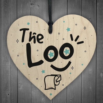 Red Ocean Shabby Chic The Loo Hanging Wooden Heart Toilet Plaque Door/wall Sign Home Gifts from B&Q