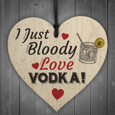 Red Ocean Bloody Love Vodka Wooden Heart Friend Friendship Plaque Funny Novelty Gift Drinking Sign from B&Q