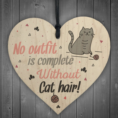 B&Q -  Cute Funny Friendship Gift Idea Cat Kitty Animal Lover Wooden Hanging Heart Sign Plaque