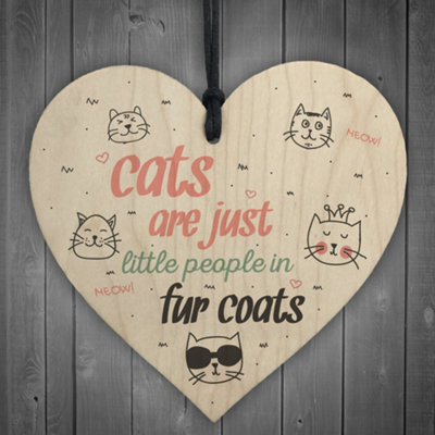 Red Ocean Cats Fur Coats Wooden Hanging Heart Home Plaque Friendship Plaque Cat Animal Lover from B&Q