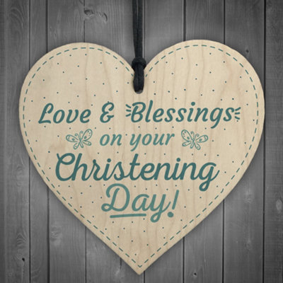B&Q -  Christening Decorations For Baby Boy Girl Gift Wooden Heart Best Friend Present Keepsakes