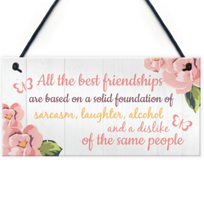 Red Ocean Friendship Sign Best Friend Hanging Plaque Thank You Gift Chic Floral Bff Signs Special Present from B&Q