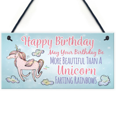 Red Ocean Happy Birthday Novelty Beautiful Unicorn Friendship Bestie Gift Hanging Decor