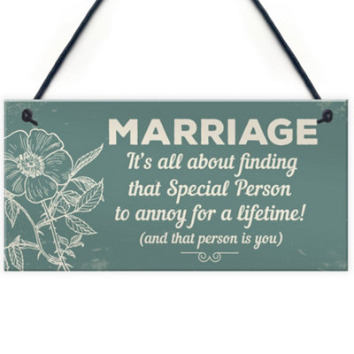 Red Ocean Marriage Annoy For A Lifetime Funny Novelty Hanging Plaque Friendship Sign Mum Dad Birthday Gift from B&Q
