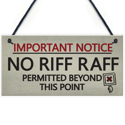 Red Ocean No Riff Raff Friendship Hanging Plaque Funny Pub Club Home Bar Man Cave Shed Gift Sign from B&Q