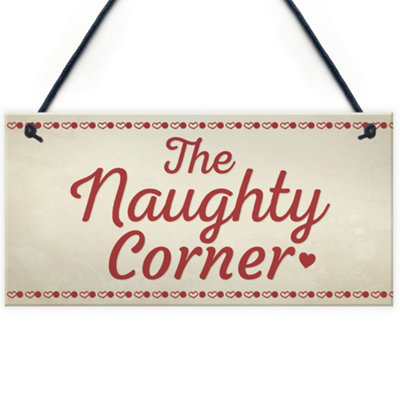 B&Q -  Naughty Corner Novelty Hanging Sign Home Wall Door Plaque Funny Children Gift