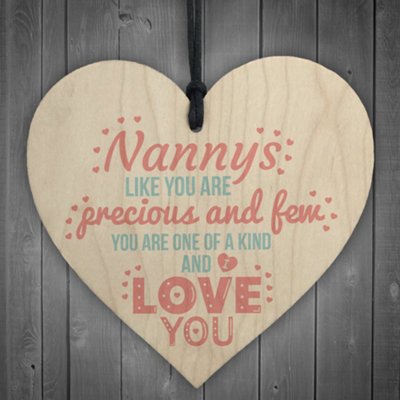 Red Ocean Precious And Few Wooden Shabby Chic Hanging Heart Sign Plaque Grandma Nanny Gran Granny Birthday Love Gift from B&Q
